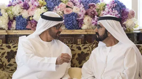 El príncipe heredero de Abu Dhabi y el gobernador de Dubai. (WAM)