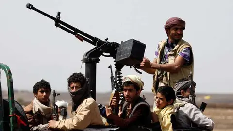 Rebeldes hutíes en Yemen.