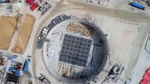 Vista aérea de la cimentación de La Torre de Dubai Creek Harbour. (Emaar)