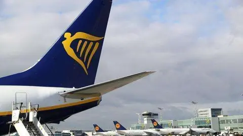 Un avión de la aerolínea irlandesa, Ryanair.