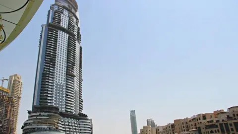 Aspecto que presenta hoy el hotel The Address Downtown Dubai. (EL CORRREO)