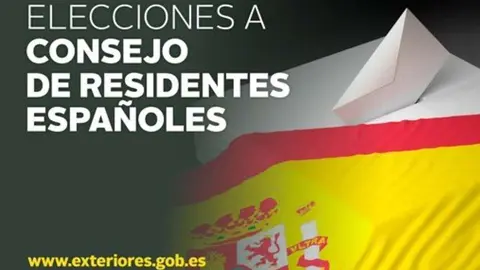 Cartel anunciador de las elecciones al Consejo de Residentes Españoles en Emiratos Árabes.