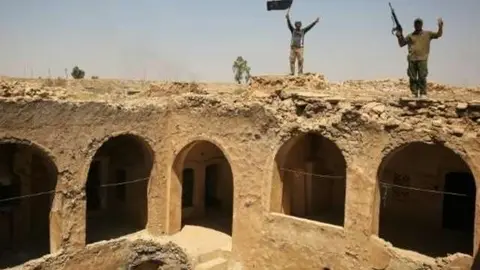 Combatientes iraquíes celebran la retoma de la ciudadela histórica de Tal Afar. (AFP)