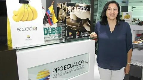 María Soledad López, fundadora y CEO de GoRaymi, en las instalaciones de ProEcuador en Dubai. (EL CORREO)