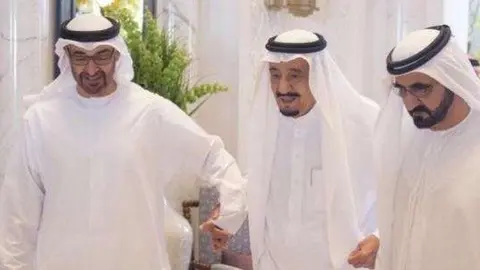 Los líderes de EAU junto al Rey Salman.