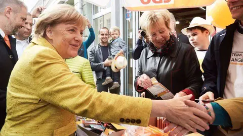 Angela Merkel, durante uno de sus últimos actos de campaña. (Angela Merkel, Facebook)