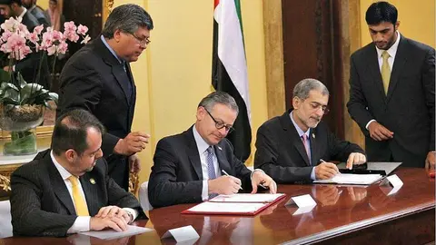 Momento de la firma de los acuerdos bilaterales en San José de Costa Rica. (Casa Amarilla)