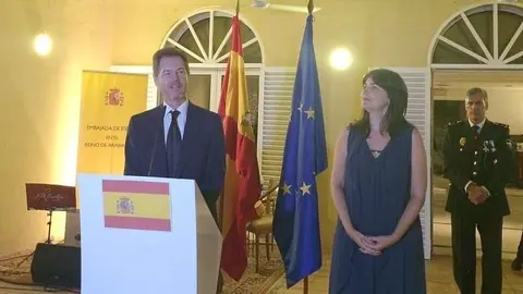 El embajador de España en Riad, Álvaro Iranzo Gutiérrez, durante su intervención en el Día Nacional de España en Riad. (@SPAINinKSA)