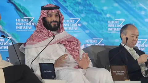 El príncipe heredero de Arabia Saudita, Mohammed bin Salman, durante su intervención en el Future Investment Initiative.