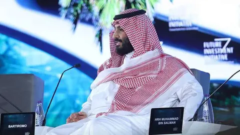 El príncipe heredero de Arabia Saudita, Mohammed bin Salman, durante su intervención en el Future Investment Initiative.
