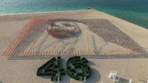 La imagen del jeque Zayed en una playa de Dubai.