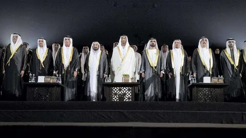 Foto de familia de la celebración oficial  del 46 Día Nacional de EAU en Abu Dhabi.