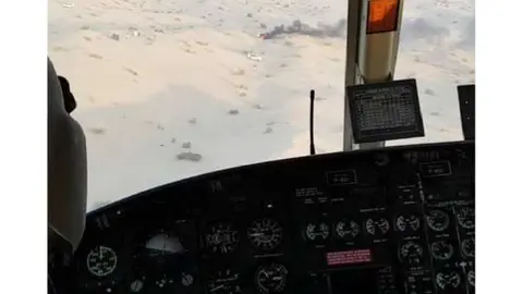 Una imagen del lugar del accidente tomada por la patrulla aérea que se trasladó a la zona. (Ministerio del Interior, Twitter)