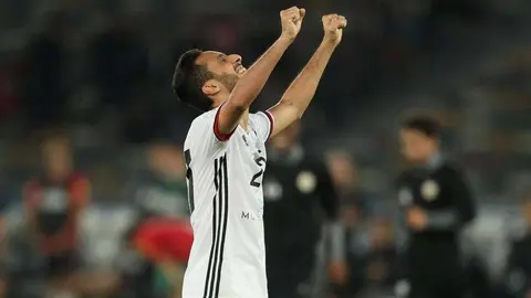 Salem Abdulla jugador del Al Jazira celebra el final del partido de la Copa Mundial de Clubes de la FIFA Emiratos Árabes Unidos 2017. (The National)