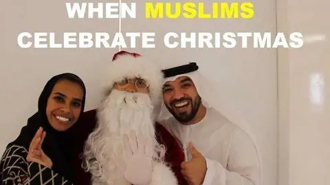 La familia emiratí junto a Papá Noel.