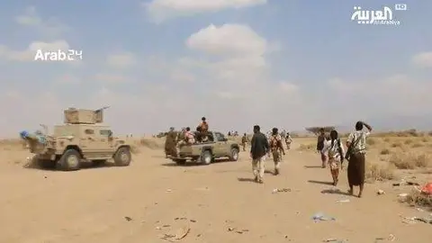 Captura del vídeo donde se muestra la rendición de los hutíes en el frente de Hodeidah. (AL ARABIYA)