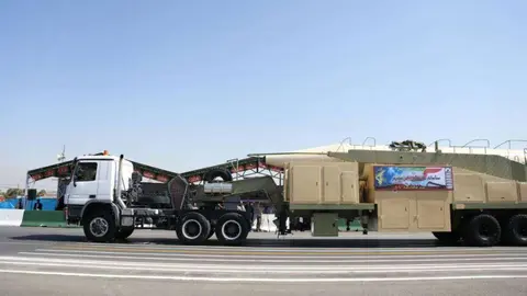 Una imagen de Twitter del Khorramshahr, el misil de medio alcance iraní.