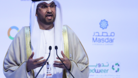 Sultán Al Jaber durante su discurso en la apertura de la Semana de la Sostenibilidad. (Cedida)