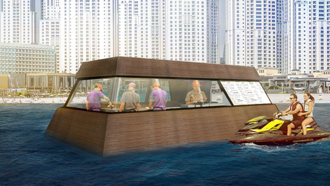 Una maqueta del estudio de diseño de la cocina flotante en Dubai.