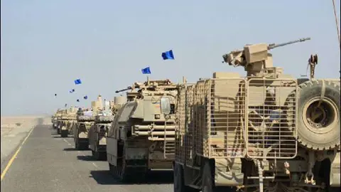 Vehículos blindados del Ejército de Yemen.