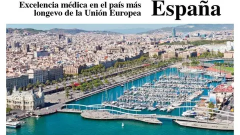 Detalle de la portada en castellano del suplemento sobre el sector sanitario español.