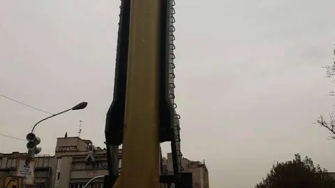 Un misil exhibido en Irán el pasado mes de noviembre. (@fresh_sadegh)