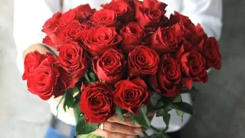 Rosas rojas por el Día de San Valentín. 