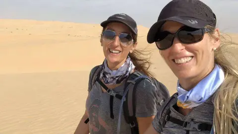 Las argentinas Verónica Pradié y Fernanda Rubial, durante uno de sus entrenamientos para la Women’s Heritage Walk.