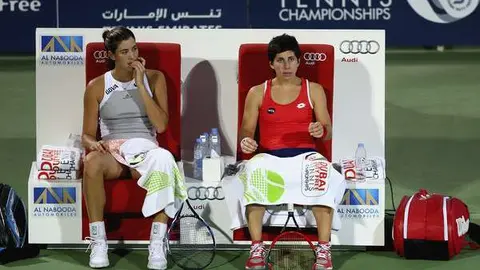 Una imagen de Muguruza y Suárez en el Torneo de Dubai de 2015.