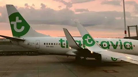 Un avión de la aerolínea holandesa Transavia.