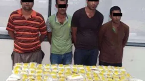 Los cuatro sospechosos detenidos por contrabando de Captagon.