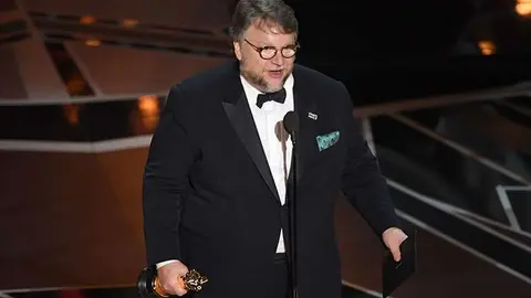 Guillermo del Toro durante el discurso en la gala de los Oscar 2018.