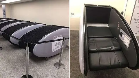 Las cápsulas para dormir en Dubai Mall.