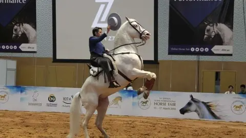 Miembro del equipo español Team Z7 durante el espectáculo. (EL CORREO)