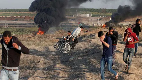 Palestinos en Gaza. (Reuters)