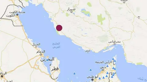 El epicentro del terremoto de este 19 de abril se ha situado a más de 500 kilómetros de Abu Dhabi. (NCM)