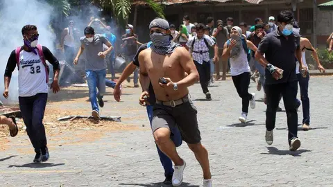 Una imagen de manifestantes en Nicaragua.