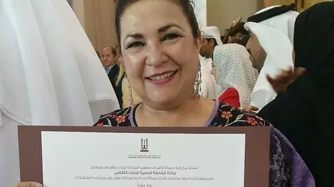 Rosa María Durand Cercas, tras recibir el Premio Internacional de Patrimonio Histórico en Sharjah. (José Luis Gómez)