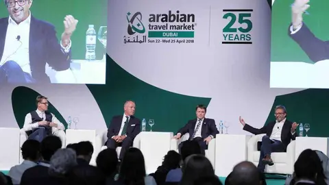 Expertos durante el panel 'Experiencias en el futuro de los viajes' llevado a cabo en la Arabian Travel Market. (Cedida)