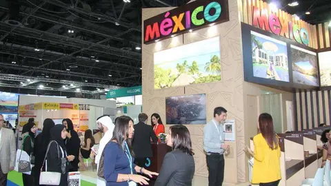 Estand de México en la feria Arabian Travel Market de Dubai 2018. (ELCORREO)