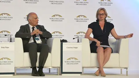 El presidente ejecutivo de La Salle Technova Barcelona, durante su intervención en 'World Free Zones 2018' en Dubai. (EL CORREO)