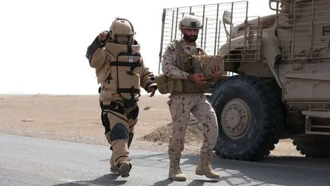 Expertos en explosivos de la Coalición Árabe.