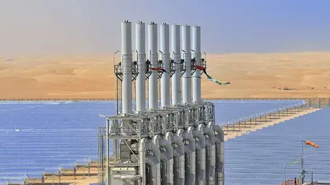 Una planta solar de Abengoa en Emiratos Árabes Unidos. (Abengoa)