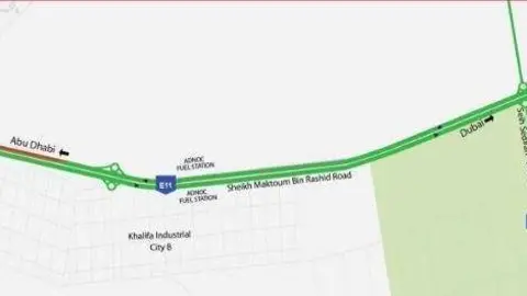 Imagen del corte de la calle publicada por la Autoridad de Abu Dhabi.