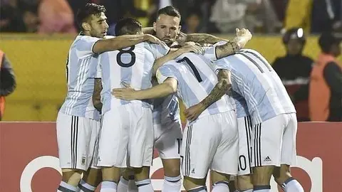 La Selección Argentina, feliz tras lograr la clasificación.