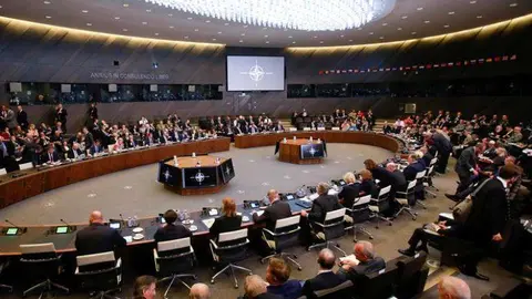 Vista general de la reunión de ministros de Defensa, en la sede de la OTAN, en Bruselas, el 7 de junio de 2018.(EFE/Oliver) 