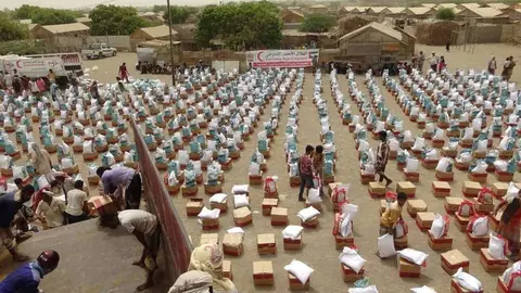 La Media Luna Roja ha entregado 5.000 lotes de alimentos en los últimos cuatro días en Hodeidah. (WAM)