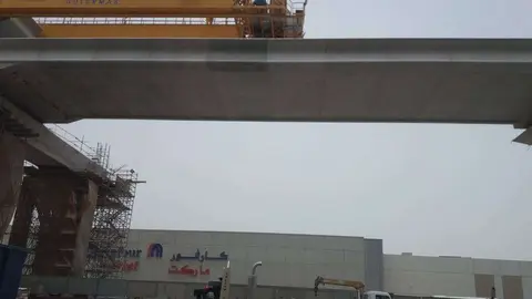 Obras en la ampliación del Metro de Dubai. (EL CORREO)