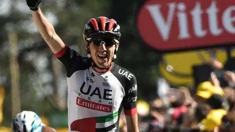 Dean Martin tras su victoria de etapa.