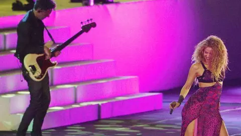 Shakira durante su concierto en los Juegos Centroamericanos y del Caribe 2018,